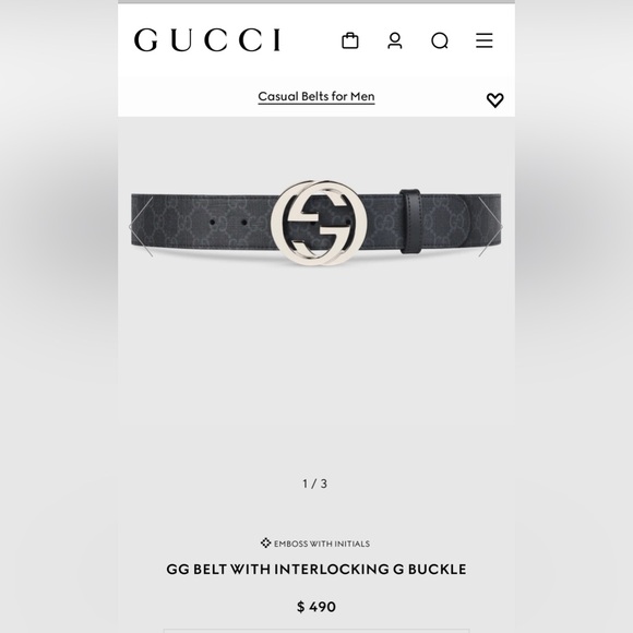 Gucci GG belt with interlocking buckle - black. Sz 34/85. Worn 1x!!! - Picture 8 of 10